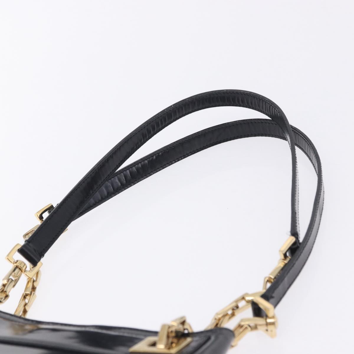 Salvatore Ferragamo Chain Shoulder Bag Patent leather Black Gold Auth 204336
