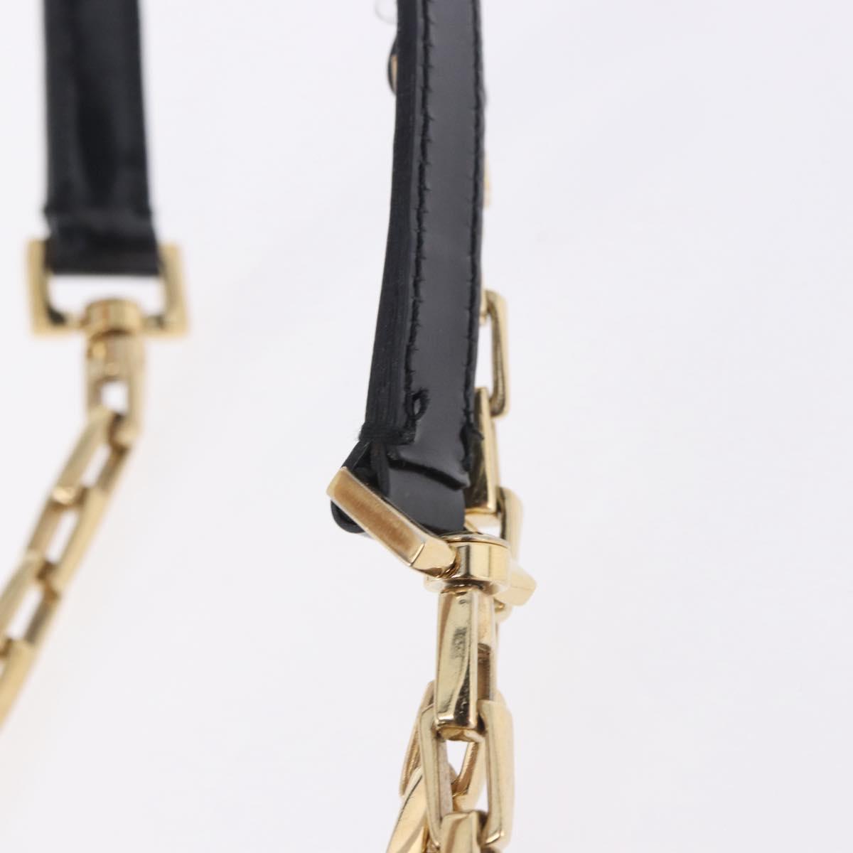 Salvatore Ferragamo Chain Shoulder Bag Patent leather Black Gold Auth 204336