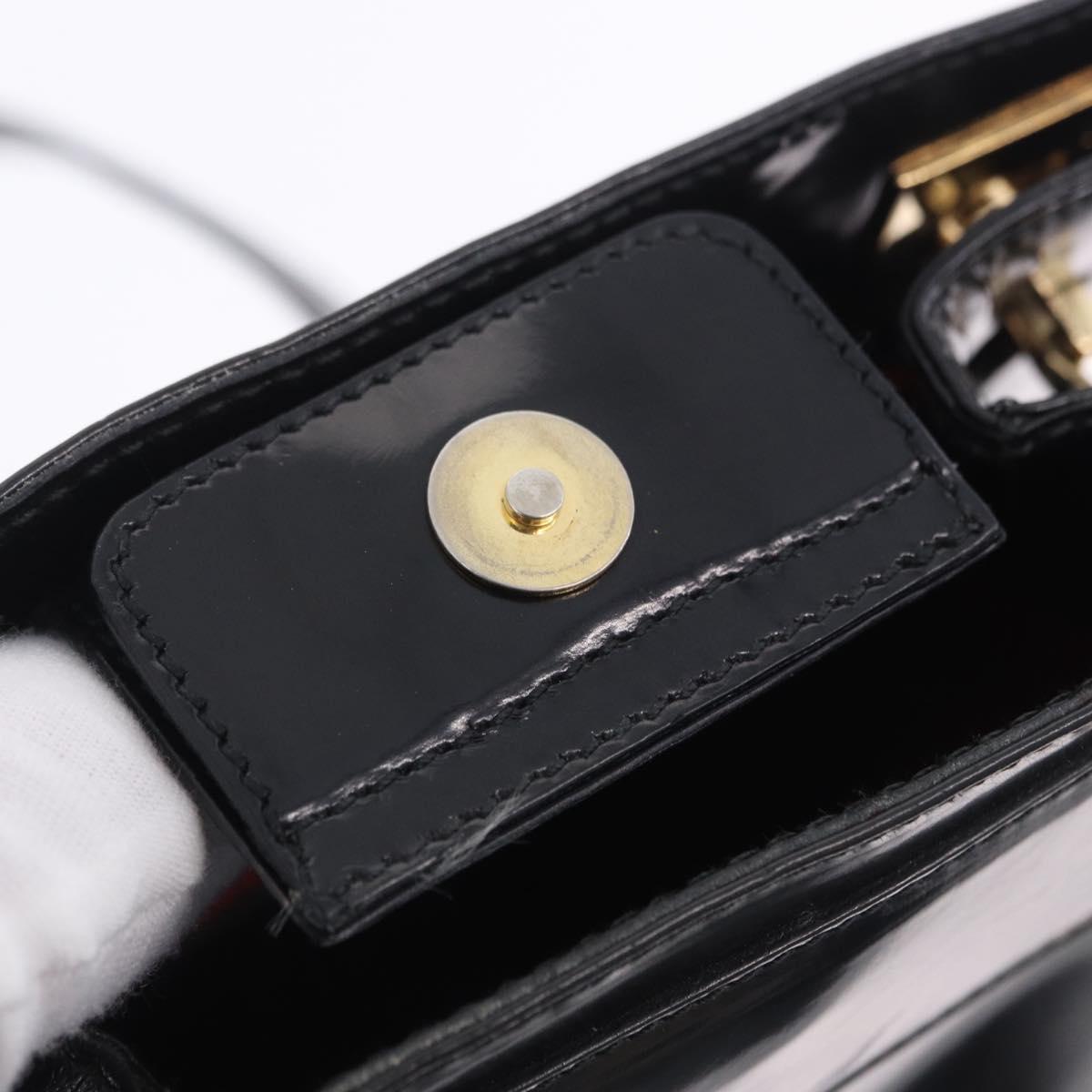 Salvatore Ferragamo Chain Shoulder Bag Patent leather Black Gold Auth 204336