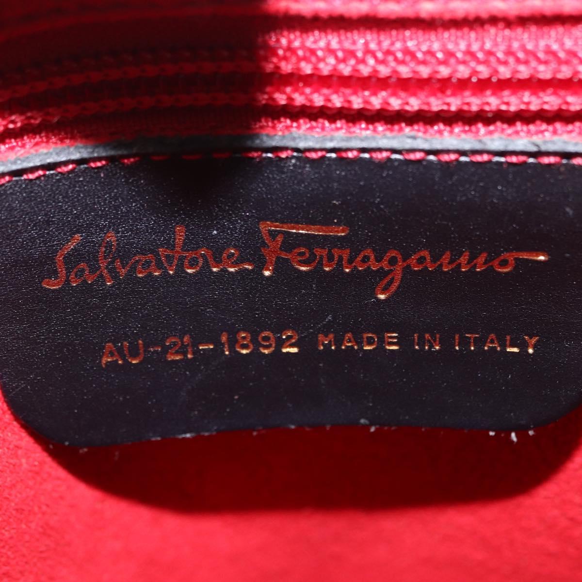 Salvatore Ferragamo Chain Shoulder Bag Patent leather Black Gold Auth 204336