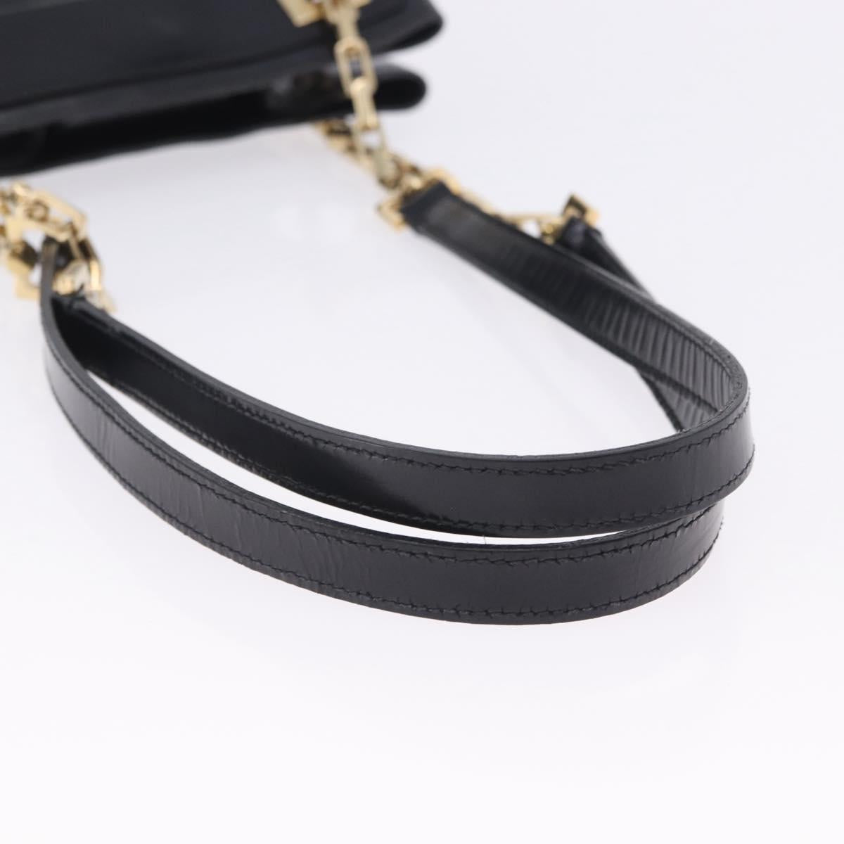 Salvatore Ferragamo Chain Shoulder Bag Patent leather Black Gold Auth 204336