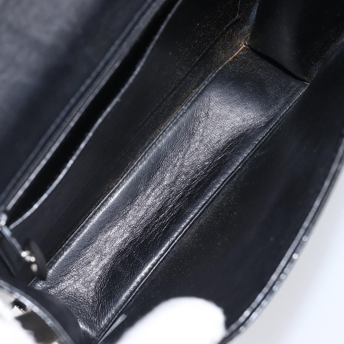 CHANEL Matelasse Chain Hand Bag Patent leather Black Silver CC Auth 204339A