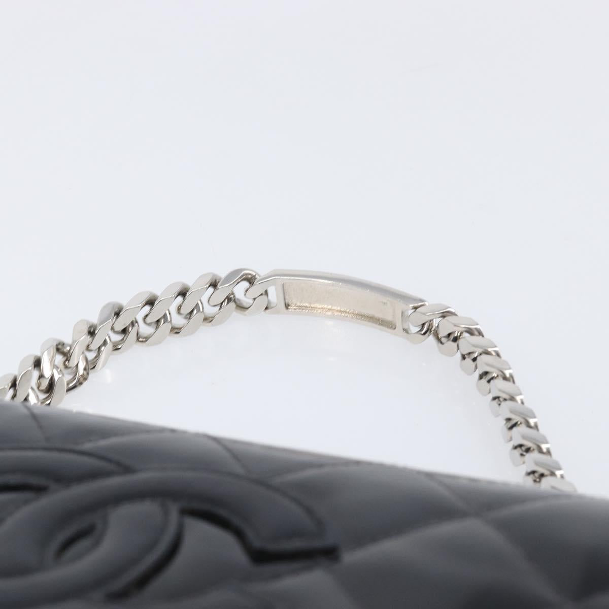 CHANEL Matelasse Chain Hand Bag Patent leather Black Silver CC Auth 204339A