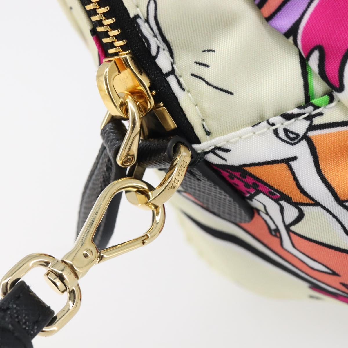 PRADA Pouch Nylon Ivory Gold Auth 204353A
