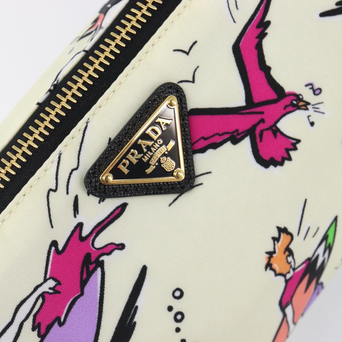 PRADA Pouch Nylon Ivory Gold Auth 204353A