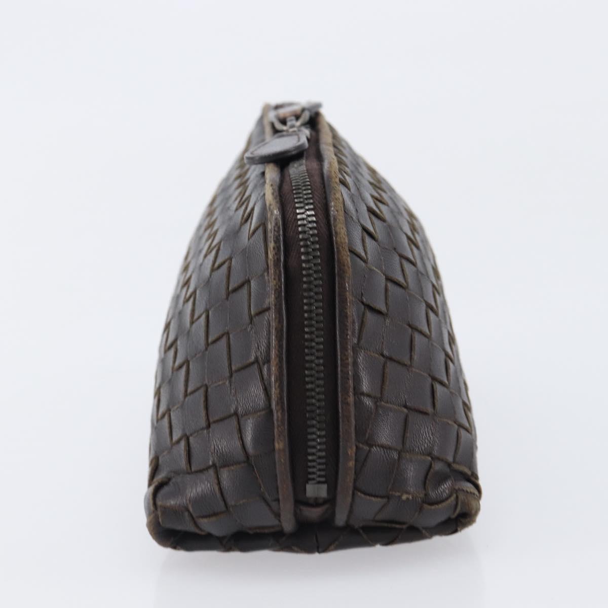BOTTEGA VENETA INTRECCIATO Pouch Leather Brown 132534 Auth 204355