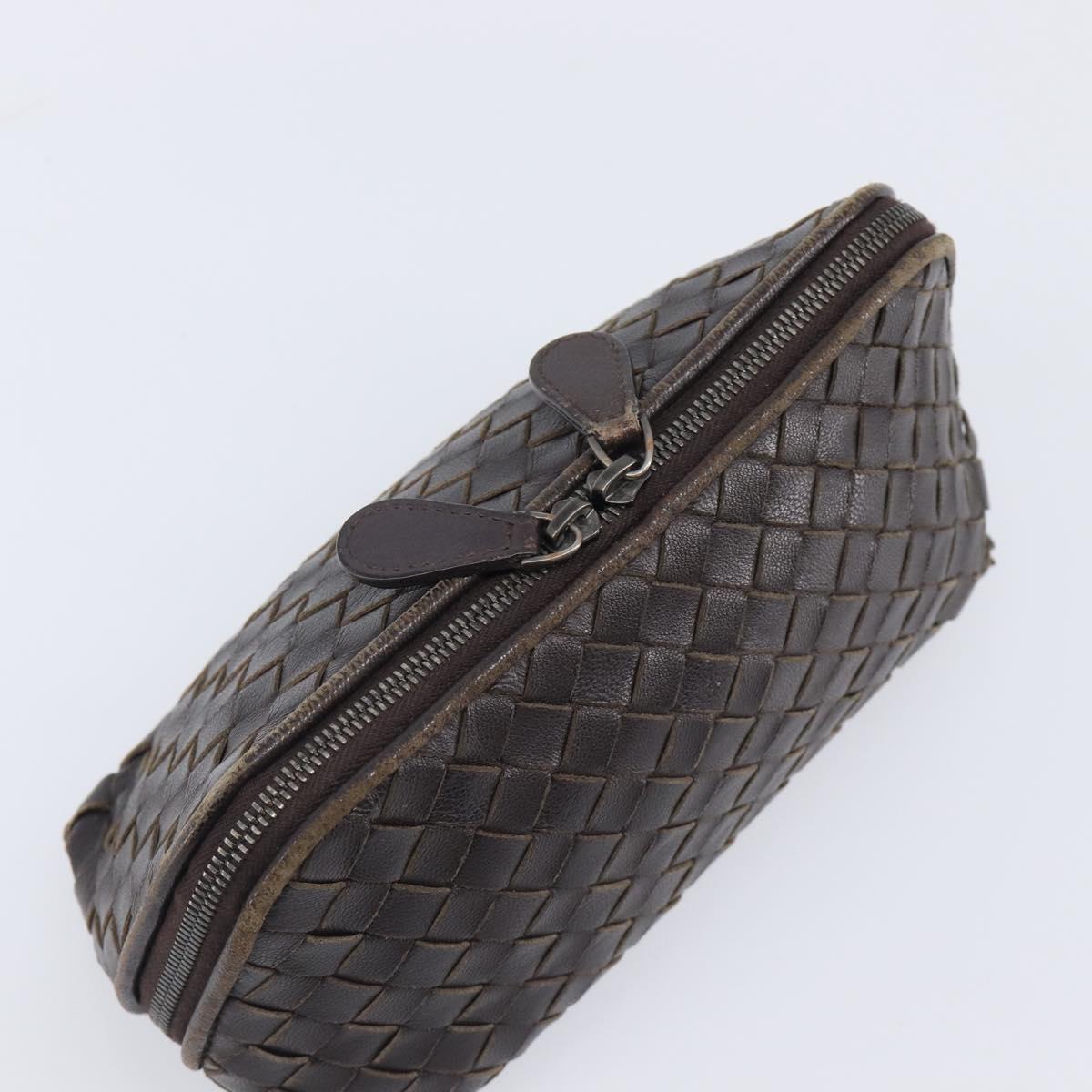 BOTTEGA VENETA INTRECCIATO Pouch Leather Brown 132534 Auth 204355
