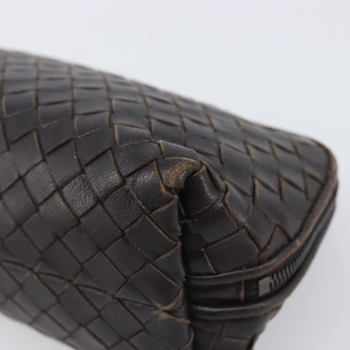 BOTTEGA VENETA INTRECCIATO Pouch Leather Brown 132534 Auth 204355