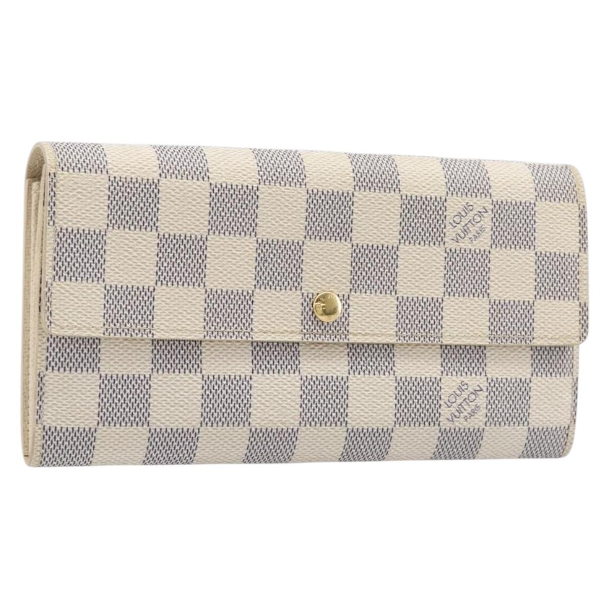 LOUIS VUITTON Damier Azur Portefeuille Sarah Long Wallet N61735 LV Auth 204357A