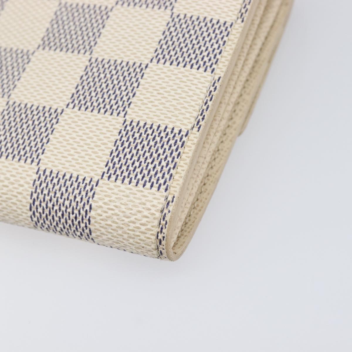 LOUIS VUITTON Damier Azur Portefeuille Sarah Long Wallet N61735 LV Auth 204357A