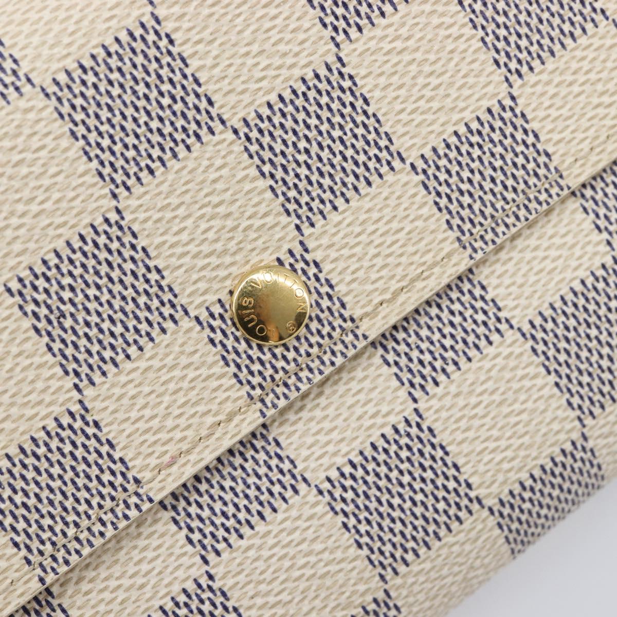 LOUIS VUITTON Damier Azur Portefeuille Sarah Long Wallet N61735 LV Auth 204357A