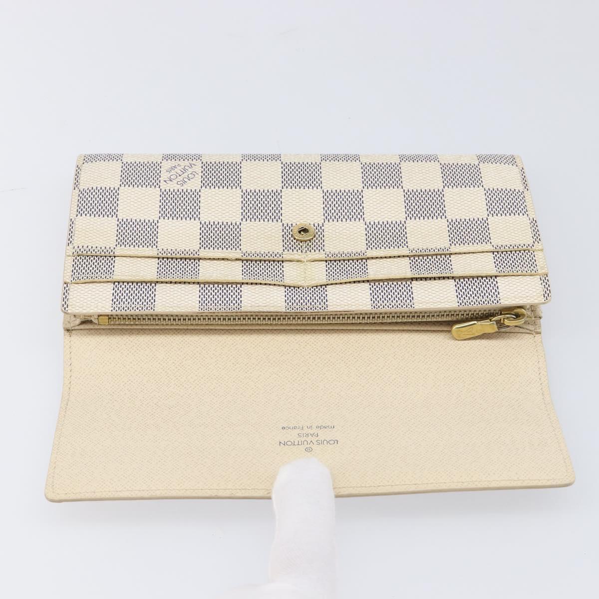 LOUIS VUITTON Damier Azur Portefeuille Sarah Long Wallet N61735 LV Auth 204357A