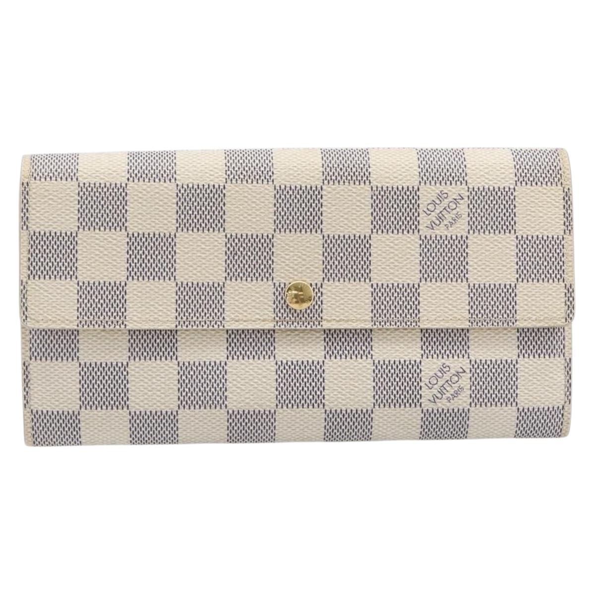 LOUIS VUITTON Damier Azur Portefeuille Sarah Long Wallet N61735 LV Auth 204357A