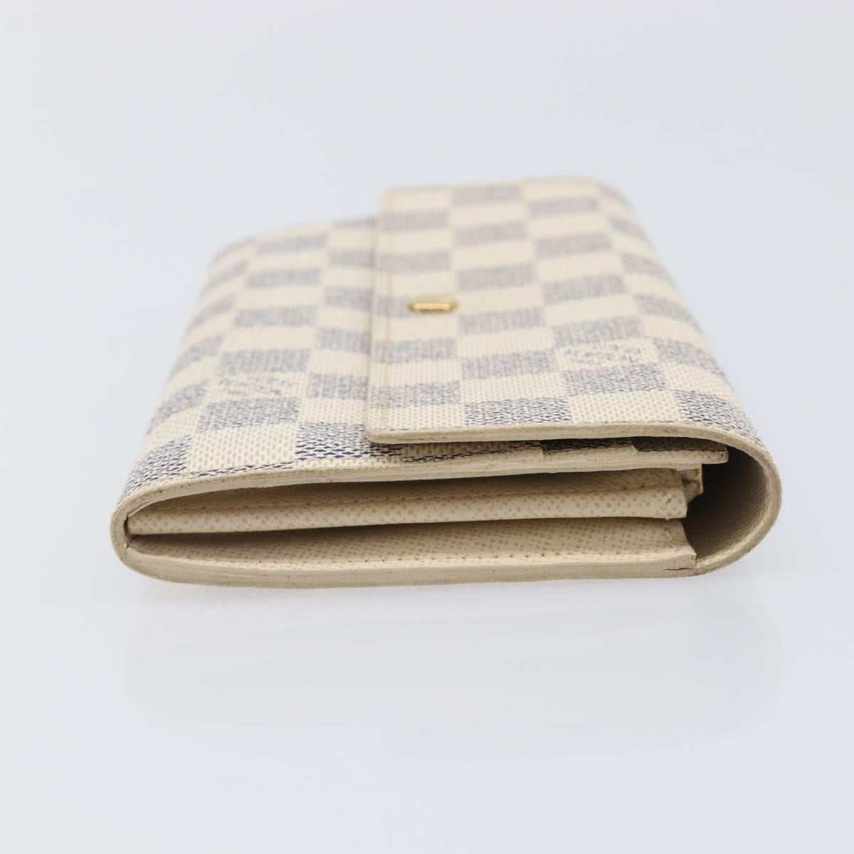 LOUIS VUITTON Damier Azur Portefeuille Sarah Long Wallet N61735 LV Auth 204357A