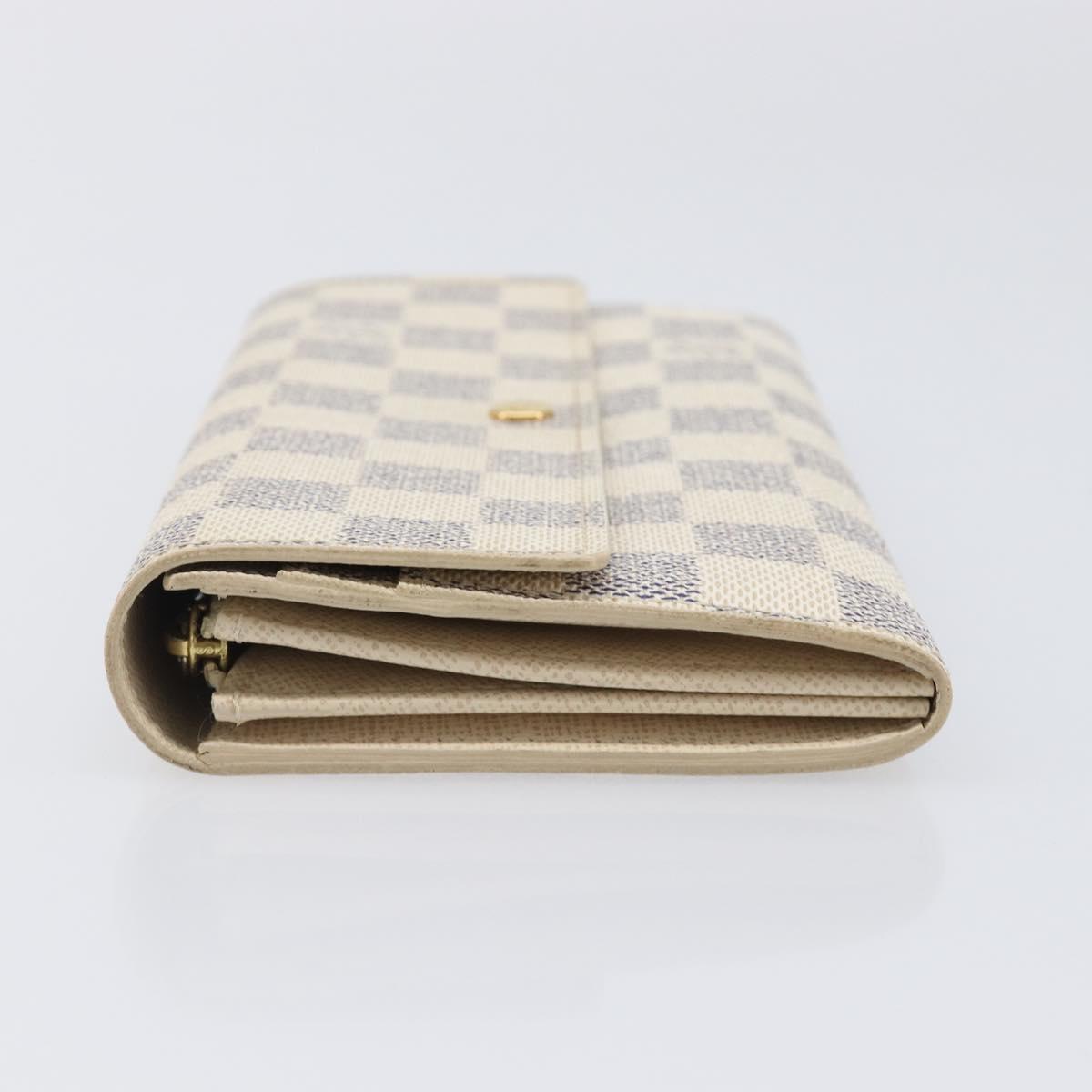LOUIS VUITTON Damier Azur Portefeuille Sarah Long Wallet N61735 LV Auth 204357A