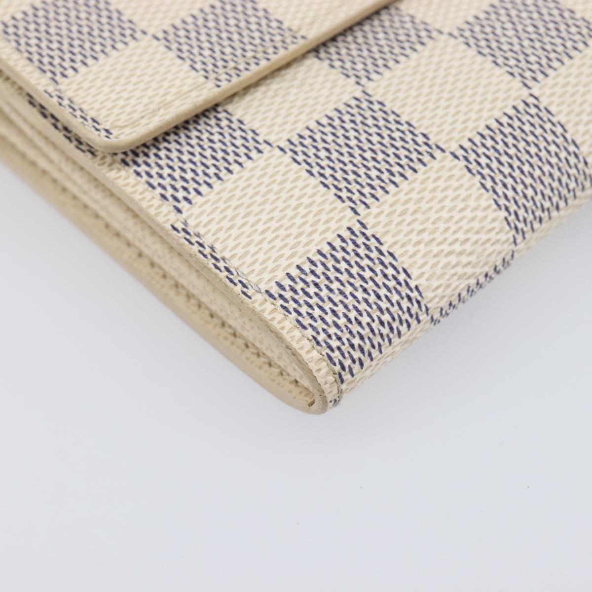 LOUIS VUITTON Damier Azur Portefeuille Sarah Long Wallet N61735 LV Auth 204357A
