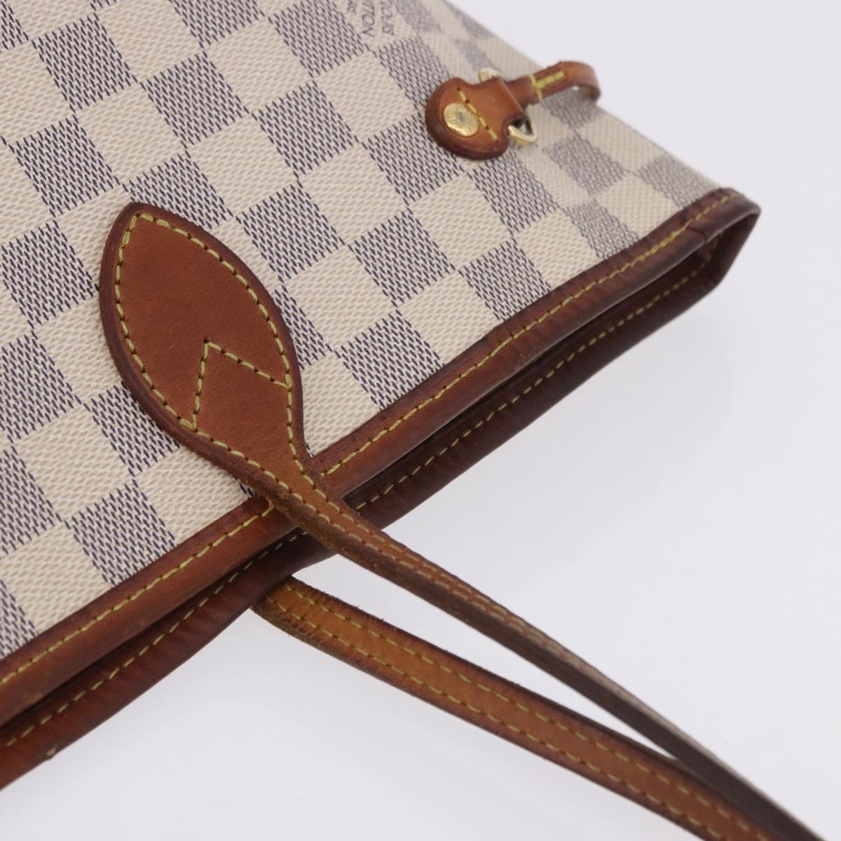 LOUIS VUITTON Damier Azur Neverfull MM Tote Bag N41605 LV Auth 204358