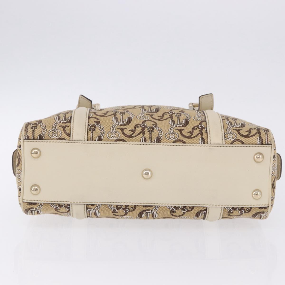 GUCCI Hand Bag Canvas Beige Gold 170009 Auth 204360V