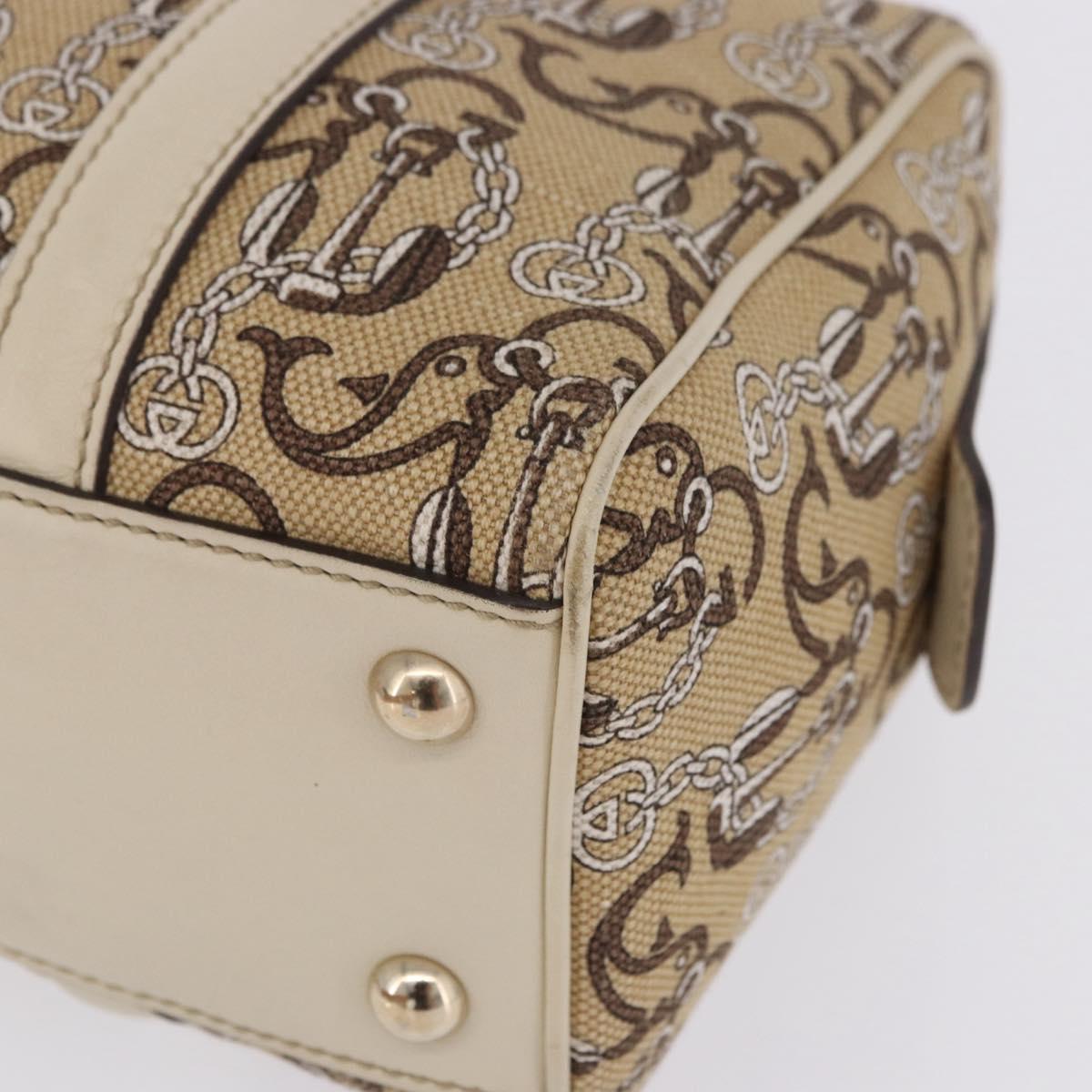 GUCCI Hand Bag Canvas Beige Gold 170009 Auth 204360V