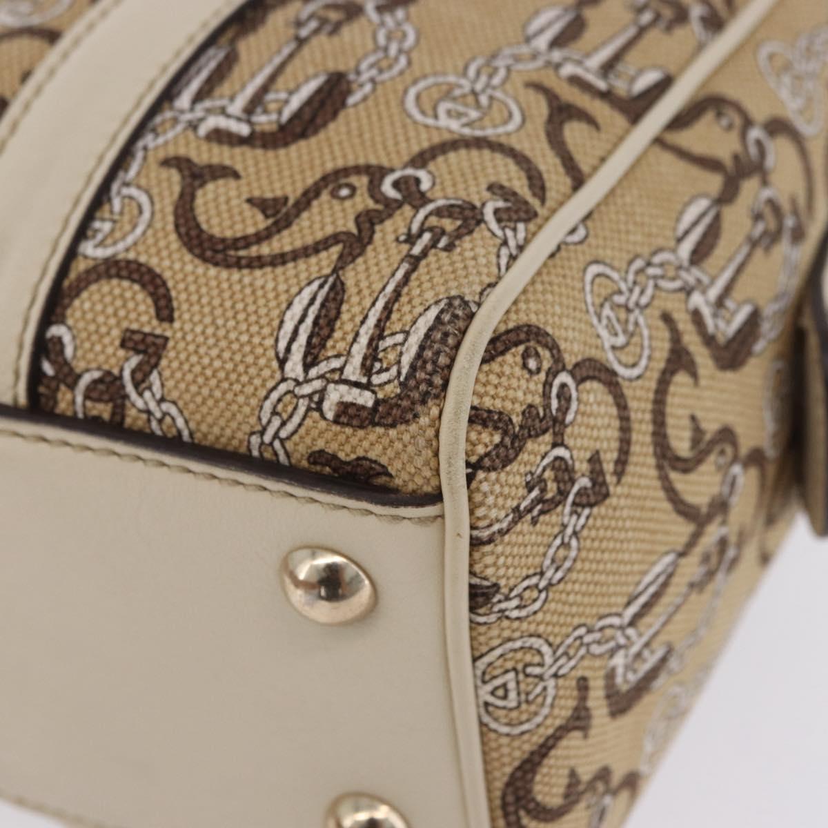 GUCCI Hand Bag Canvas Beige Gold 170009 Auth 204360V