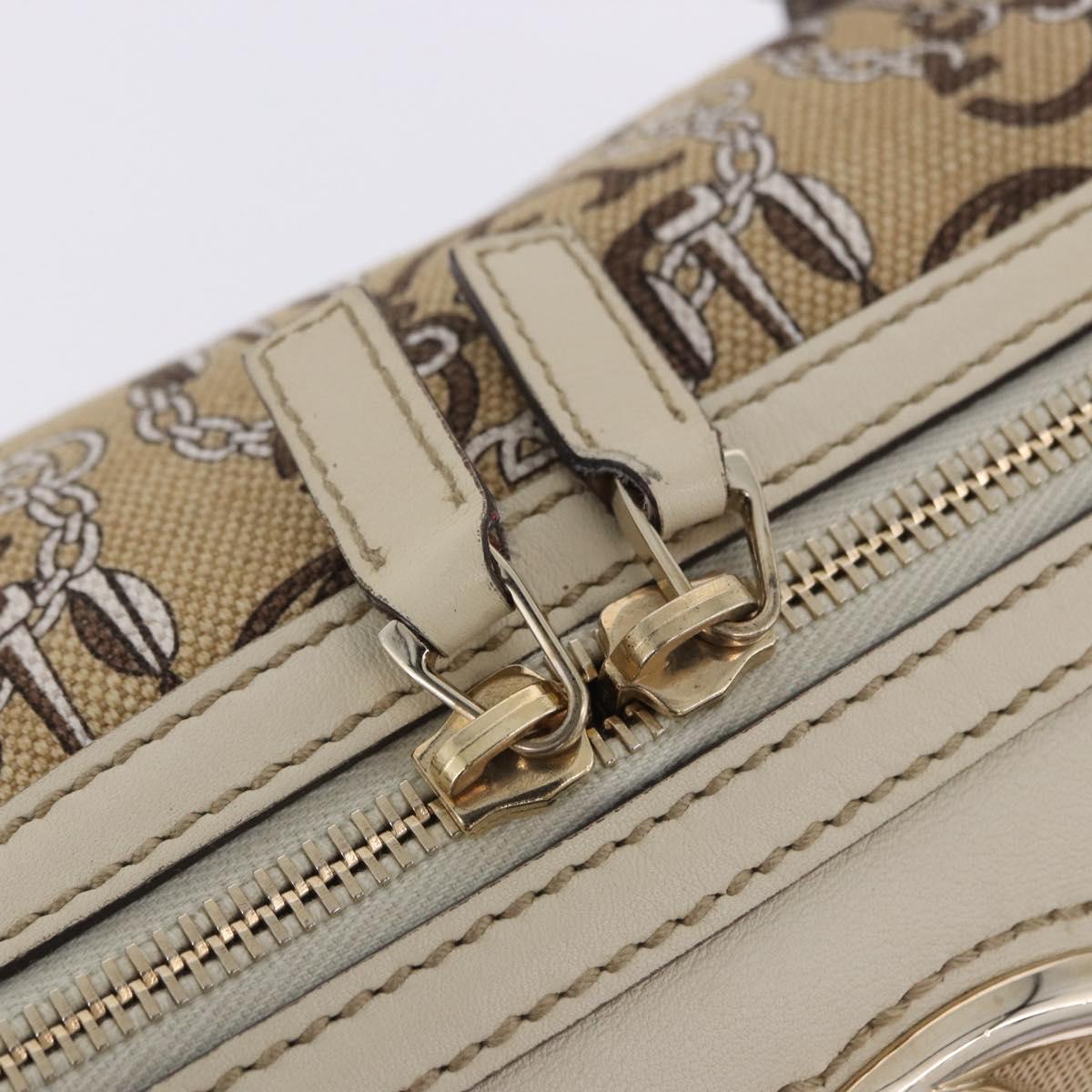 GUCCI Hand Bag Canvas Beige Gold 170009 Auth 204360V