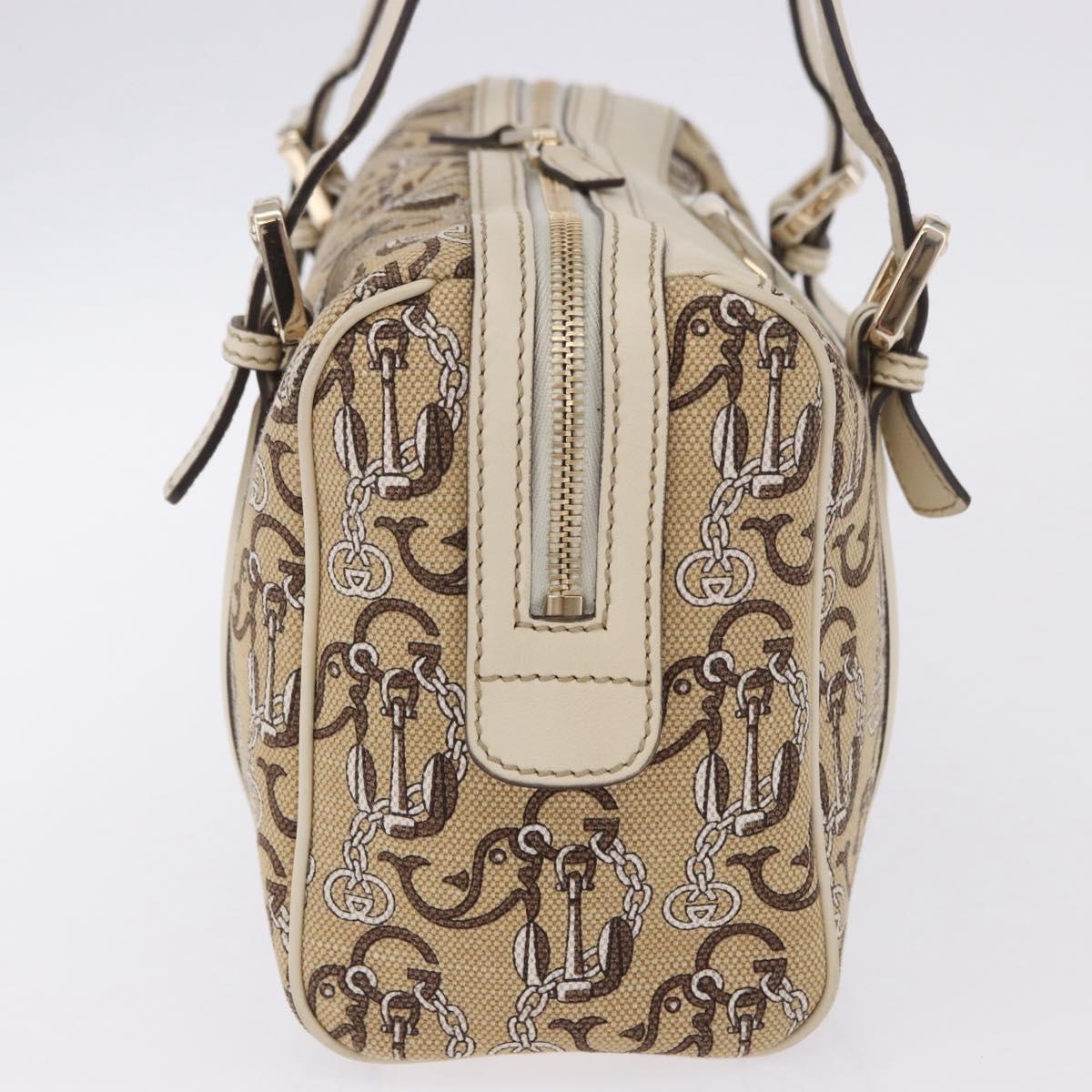 GUCCI Hand Bag Canvas Beige Gold 170009 Auth 204360V