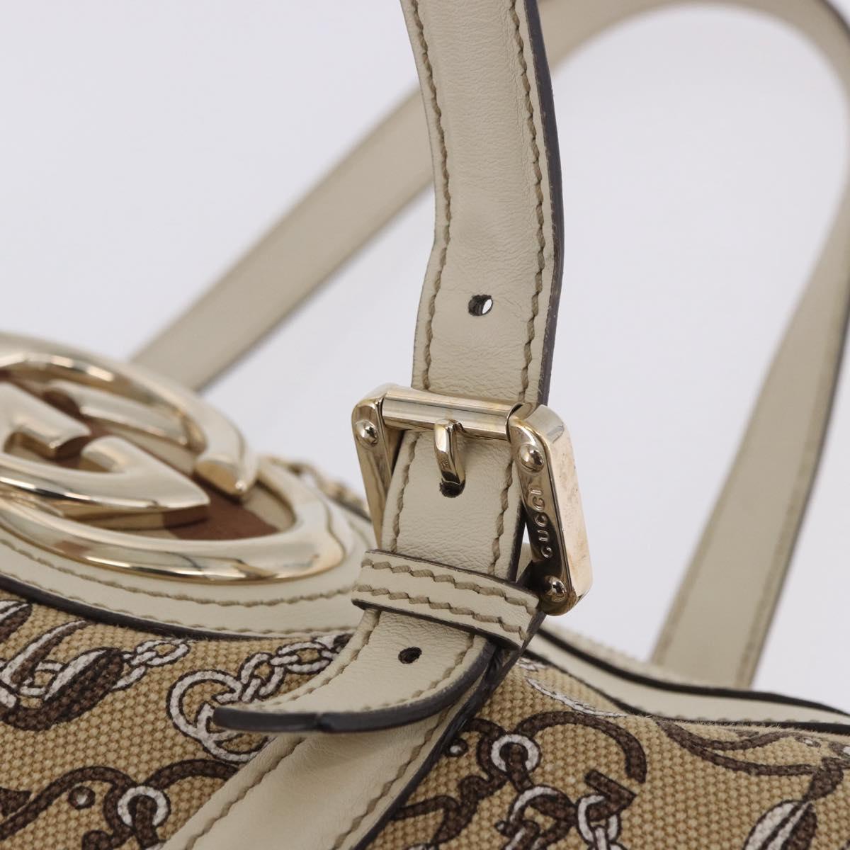 GUCCI Hand Bag Canvas Beige Gold 170009 Auth 204360V