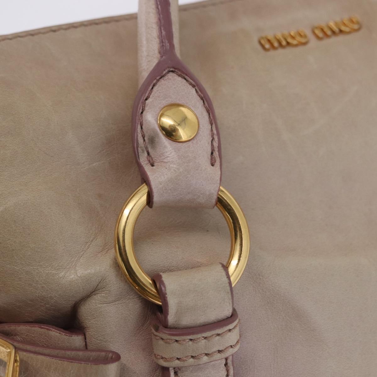 Miu Miu Hand Bag Vitellolux 2way Pink Gold Auth 204364A