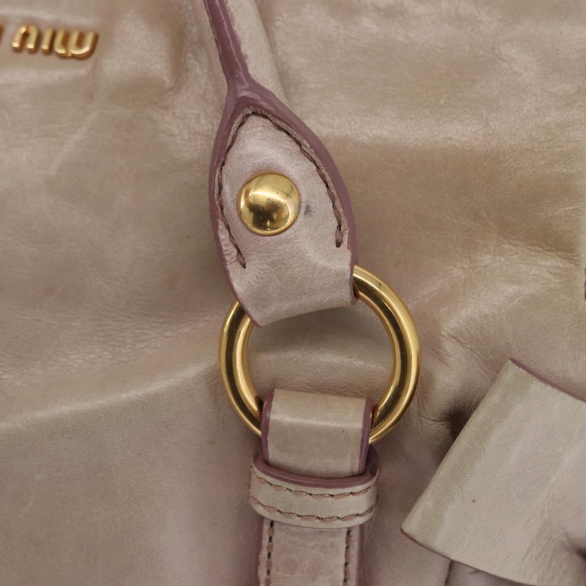 Miu Miu Hand Bag Vitellolux 2way Pink Gold Auth 204364A