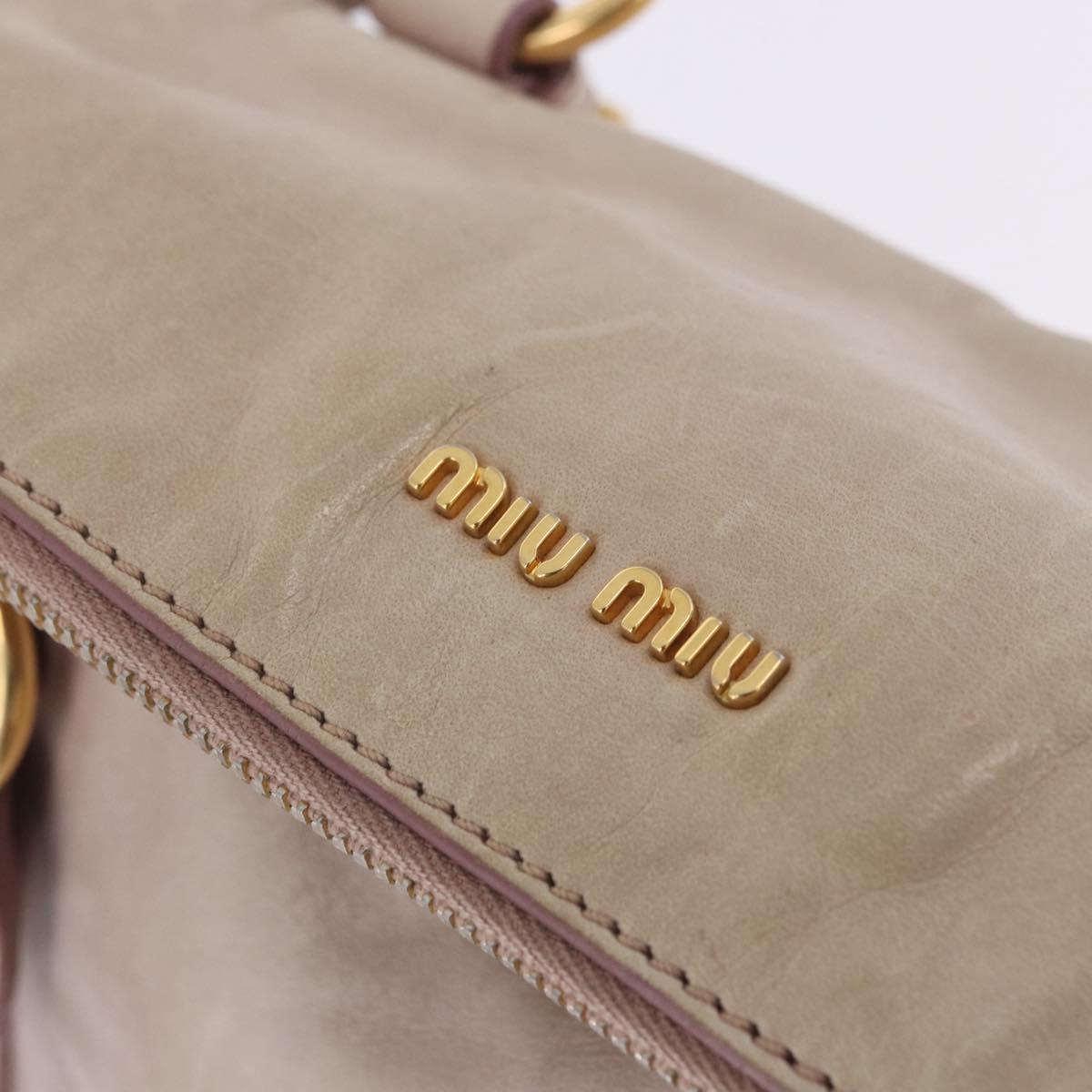 Miu Miu Hand Bag Vitellolux 2way Pink Gold Auth 204364A