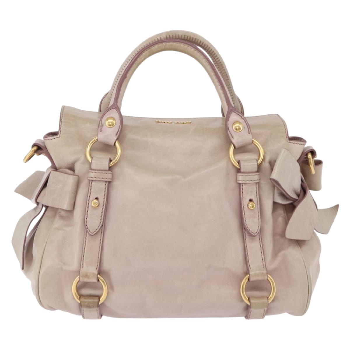 Miu Miu Hand Bag Vitellolux 2way Pink Gold Auth 204364A