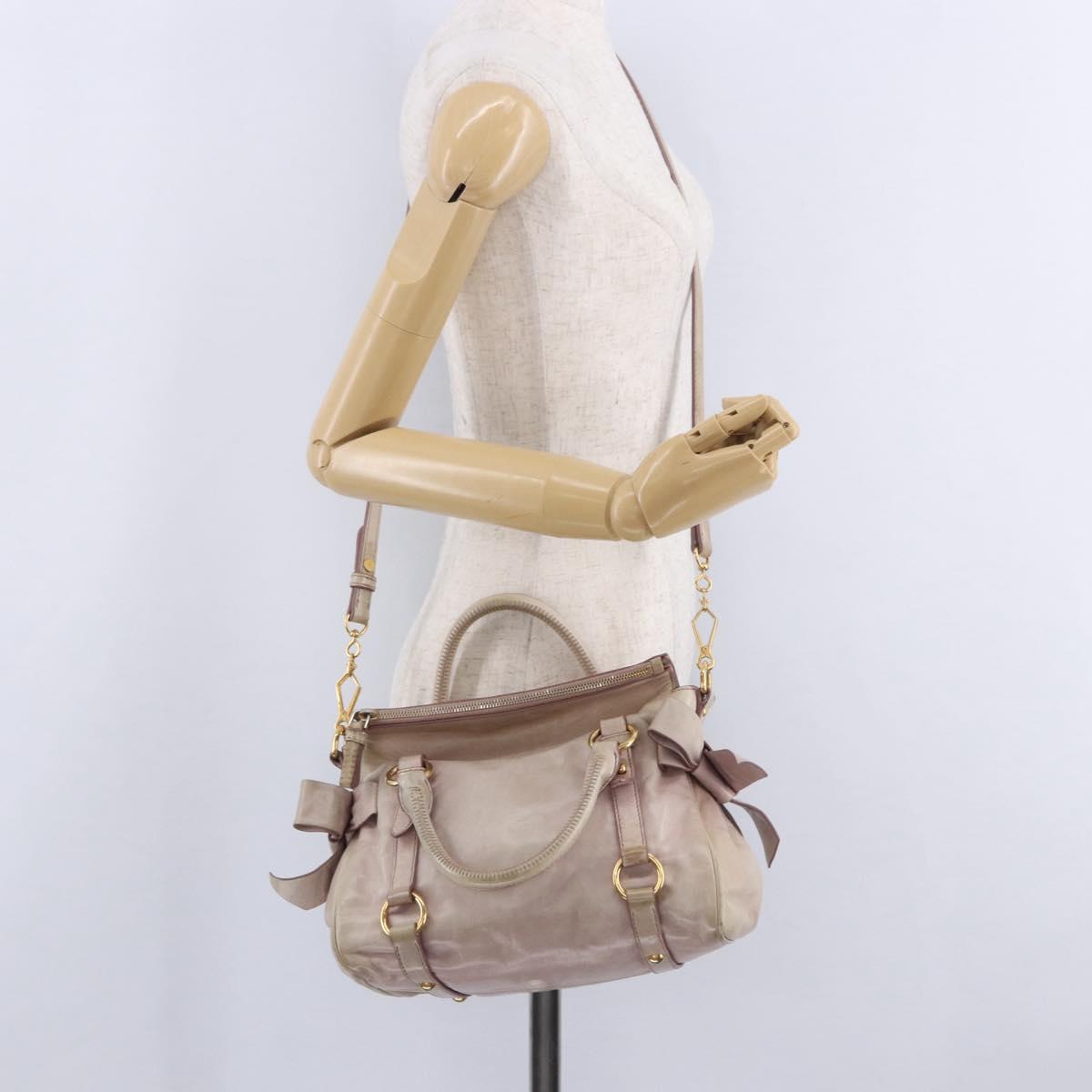 Miu Miu Hand Bag Vitellolux 2way Pink Gold Auth 204364A
