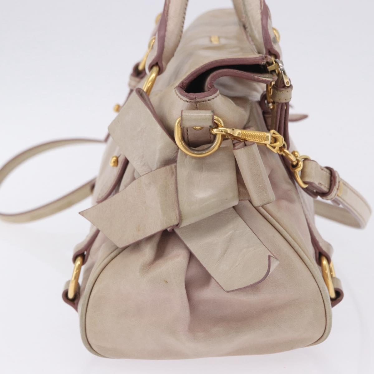 Miu Miu Hand Bag Vitellolux 2way Pink Gold Auth 204364A