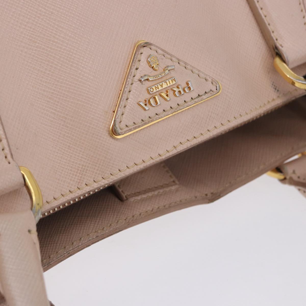 PRADA Galleria Hand Bag Safiano Pink Gold Auth 204365