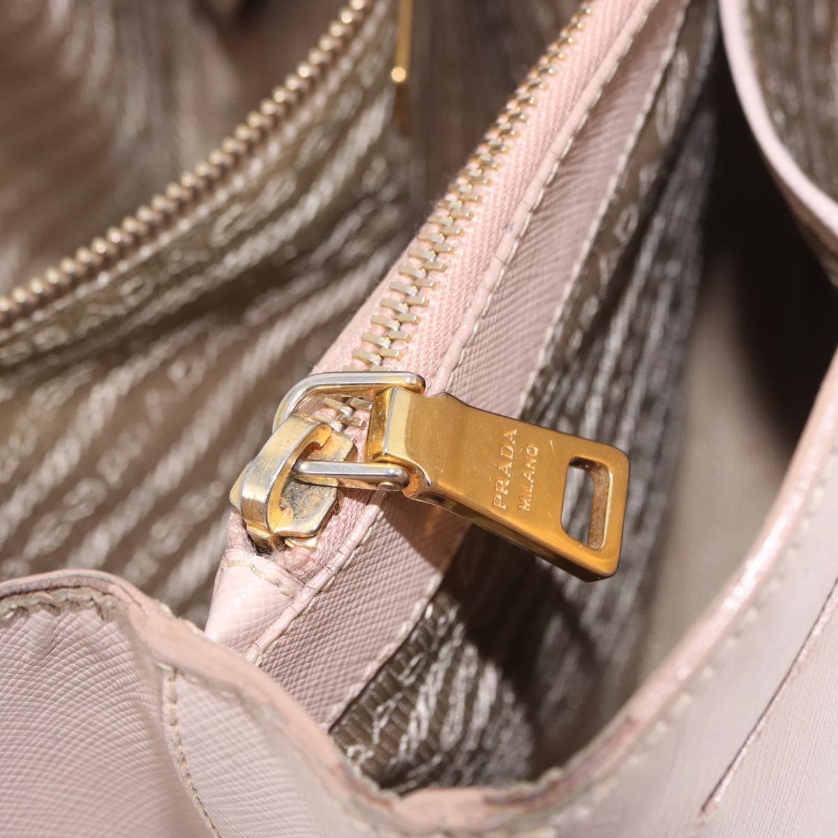 PRADA Galleria Hand Bag Safiano Pink Gold Auth 204365