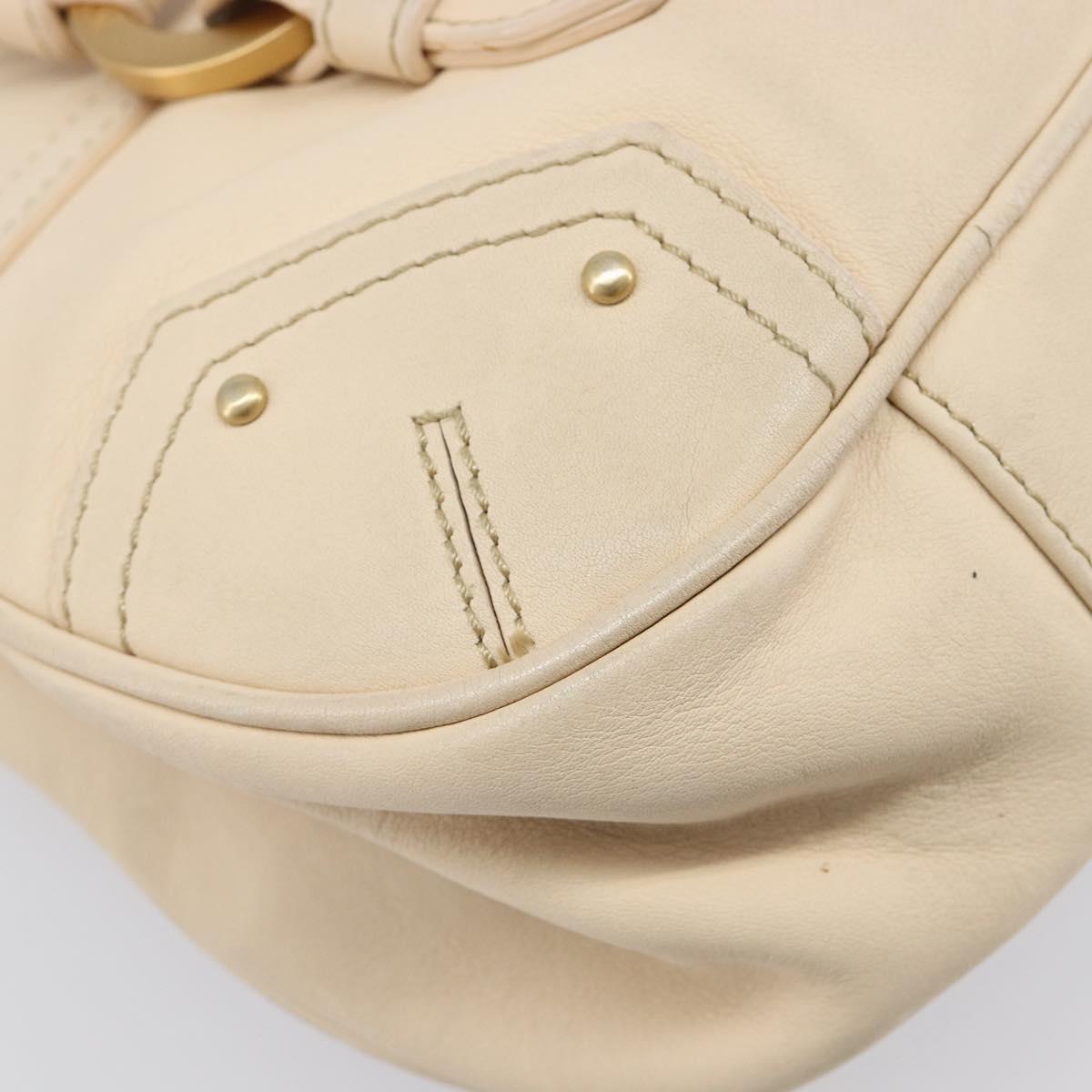 BALLY Tote Bag Leather Ivory Gold Auth 204370A