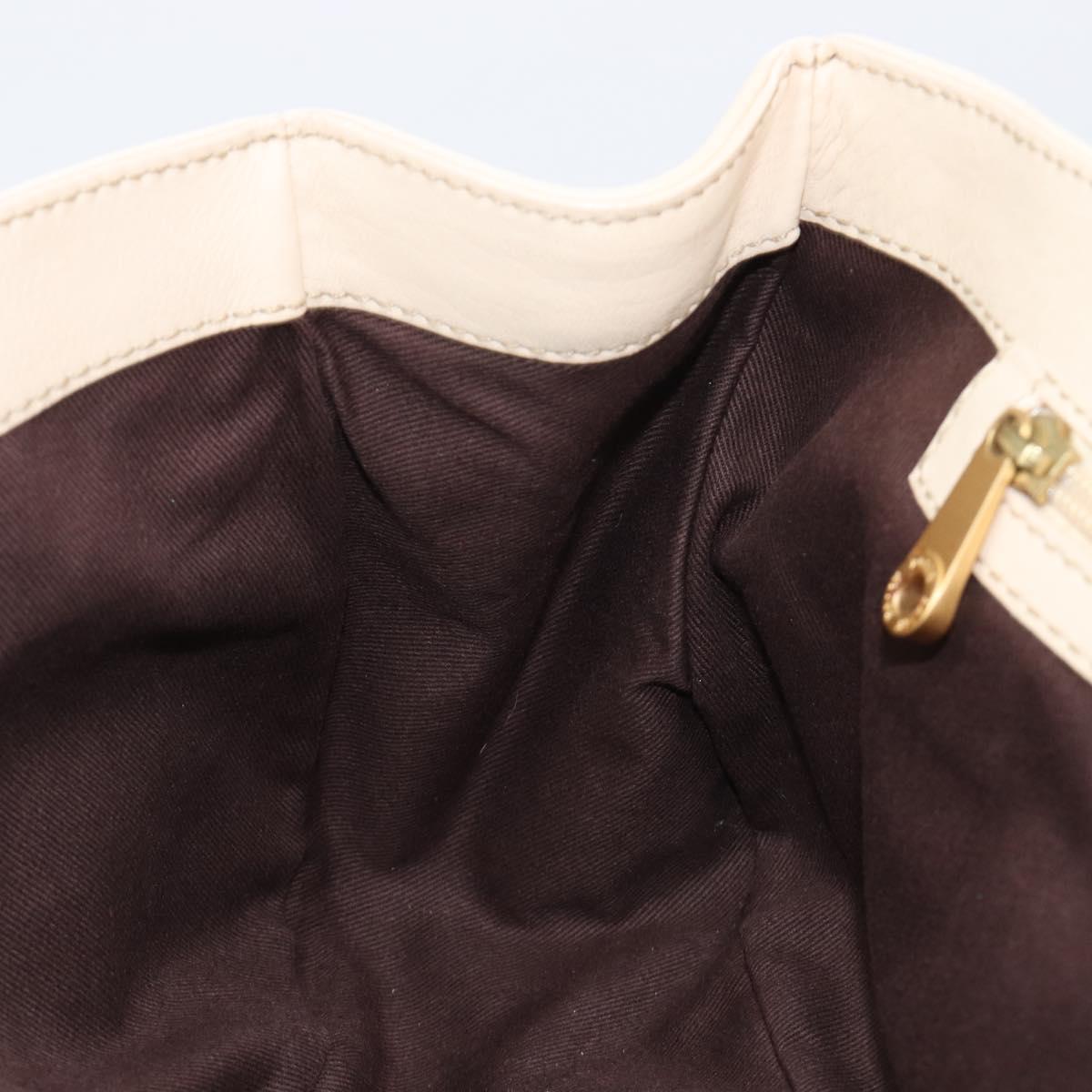 BALLY Tote Bag Leather Ivory Gold Auth 204370A