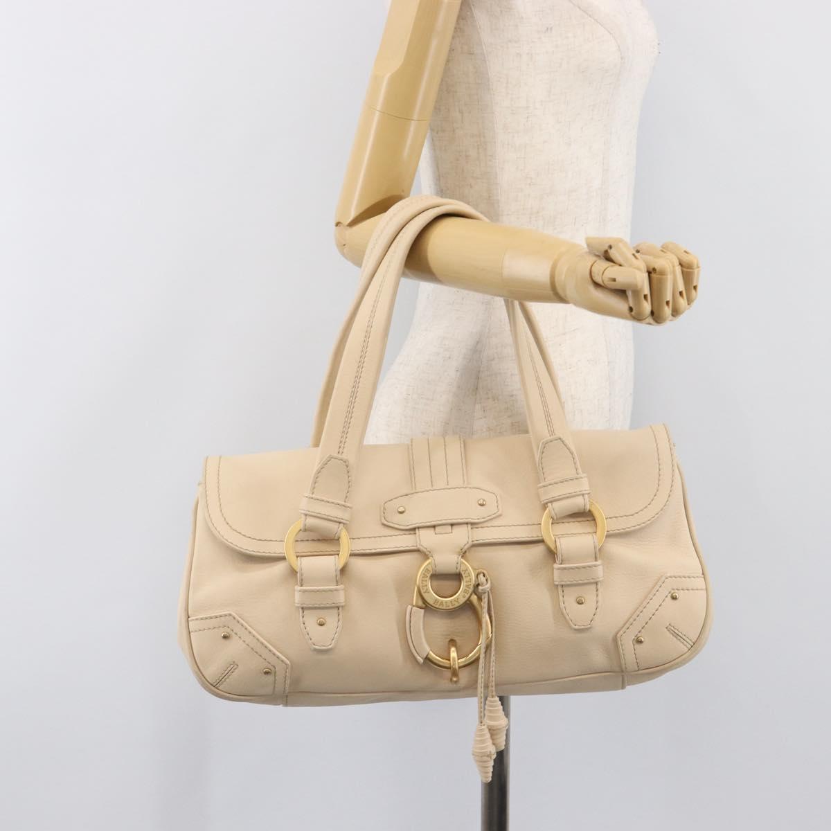 BALLY Tote Bag Leather Ivory Gold Auth 204370A