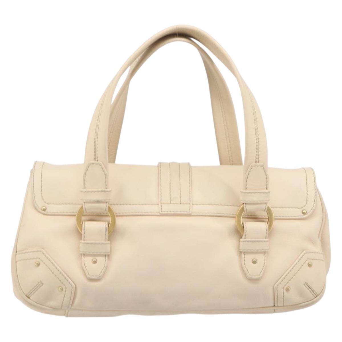BALLY Tote Bag Leather Ivory Gold Auth 204370A