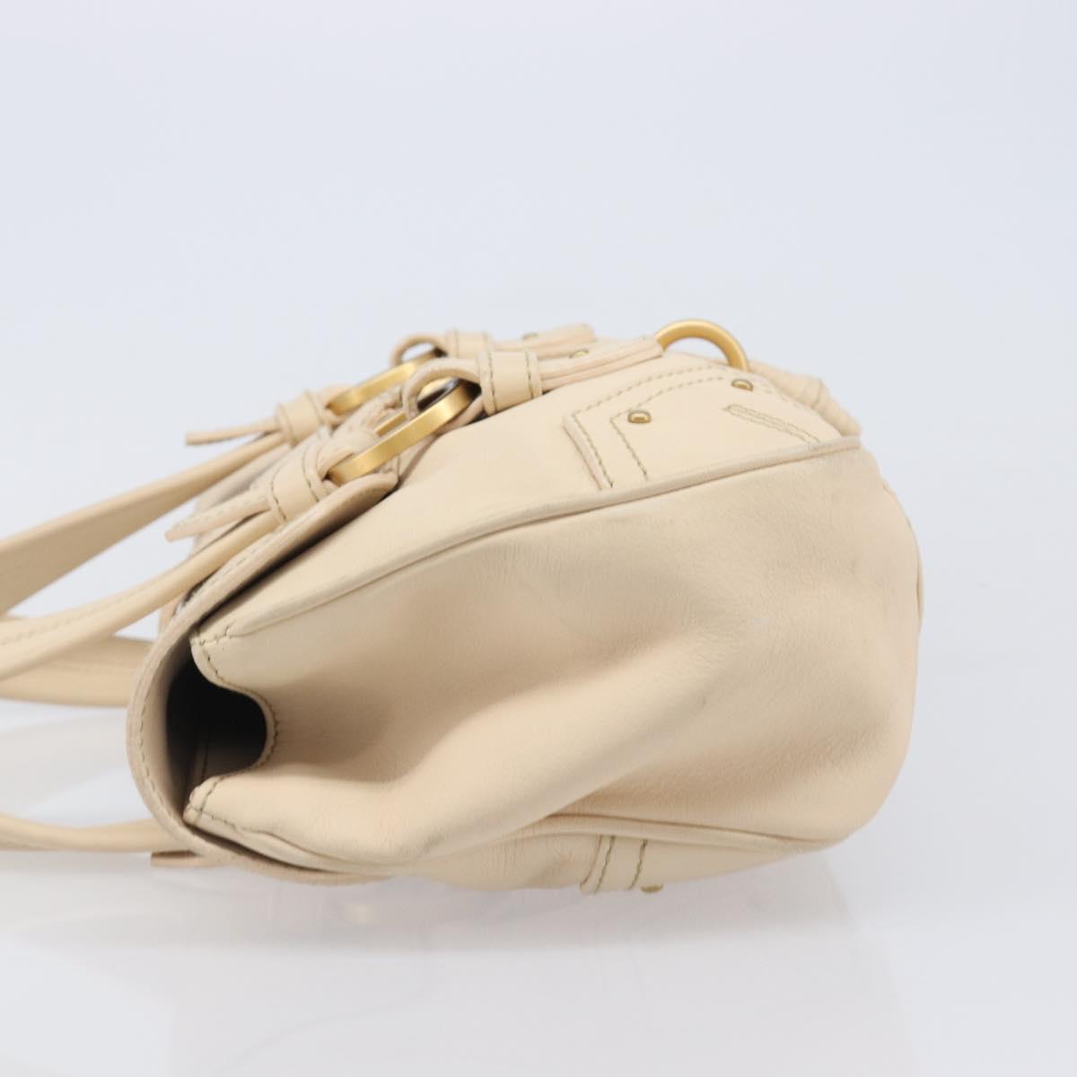 BALLY Tote Bag Leather Ivory Gold Auth 204370A
