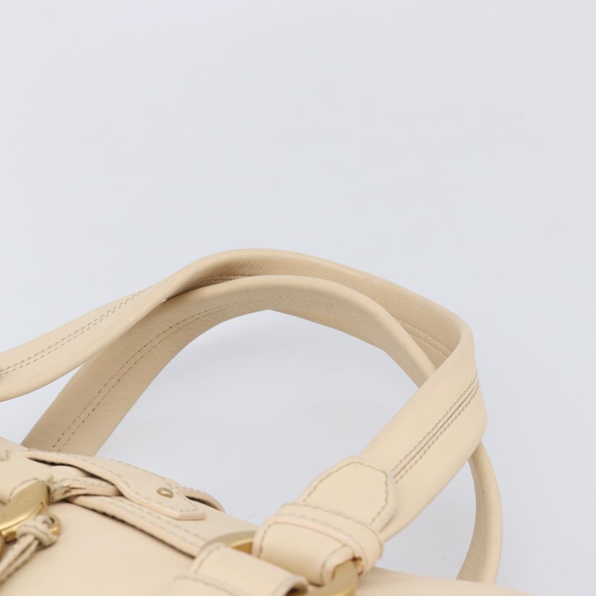BALLY Tote Bag Leather Ivory Gold Auth 204370A