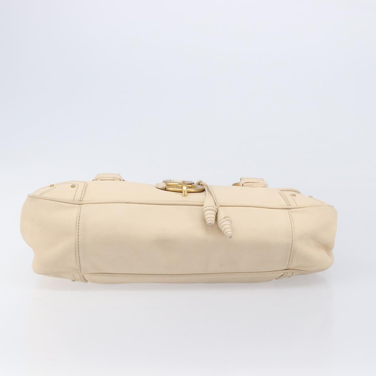 BALLY Tote Bag Leather Ivory Gold Auth 204370A