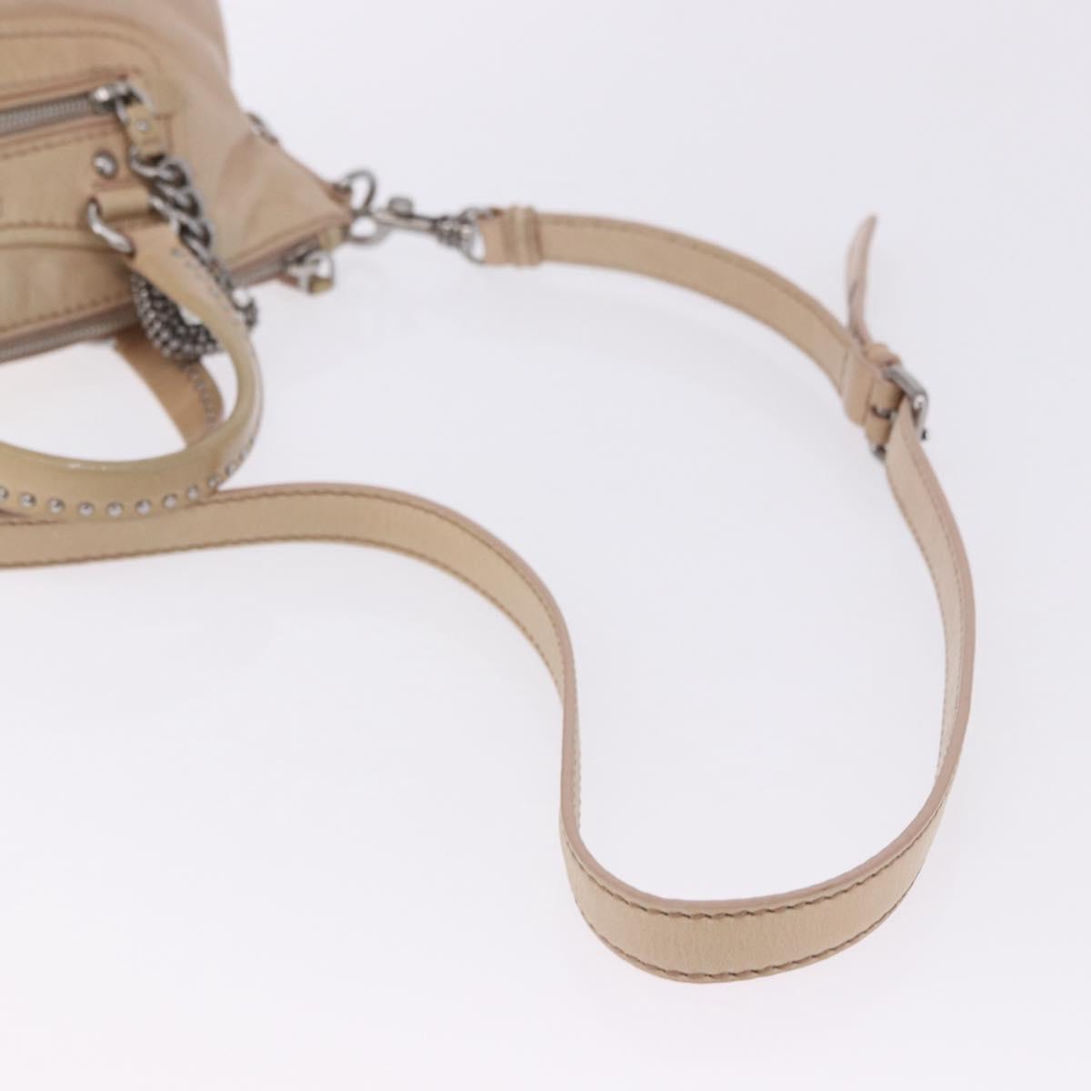 Miu Miu Hand Bag Leather 2way Pink Silver Auth 204371A