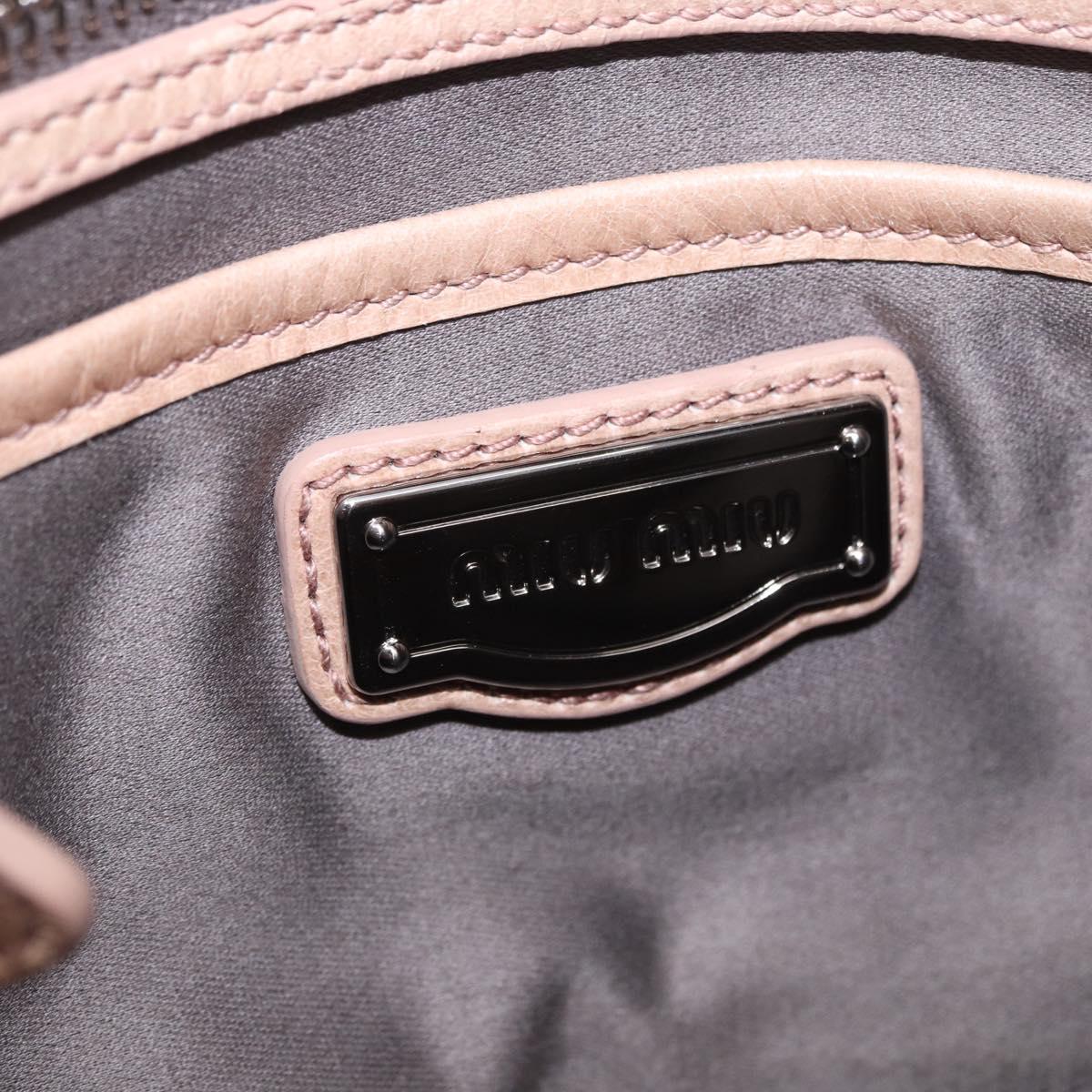 Miu Miu Hand Bag Leather 2way Pink Silver Auth 204371A