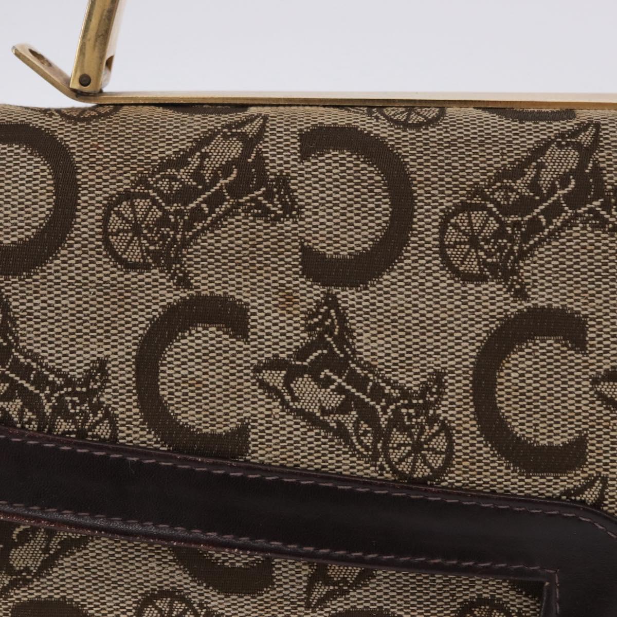 CELINE C Sulky Hand Bag Canvas Beige Gold Auth 204372