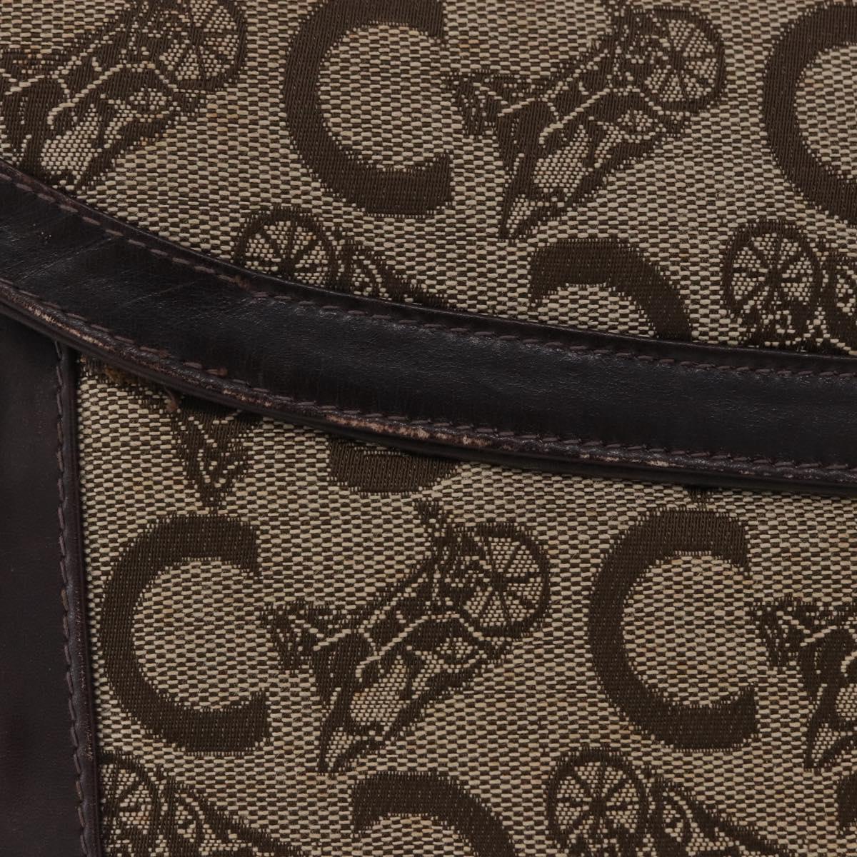 CELINE C Sulky Hand Bag Canvas Beige Gold Auth 204372