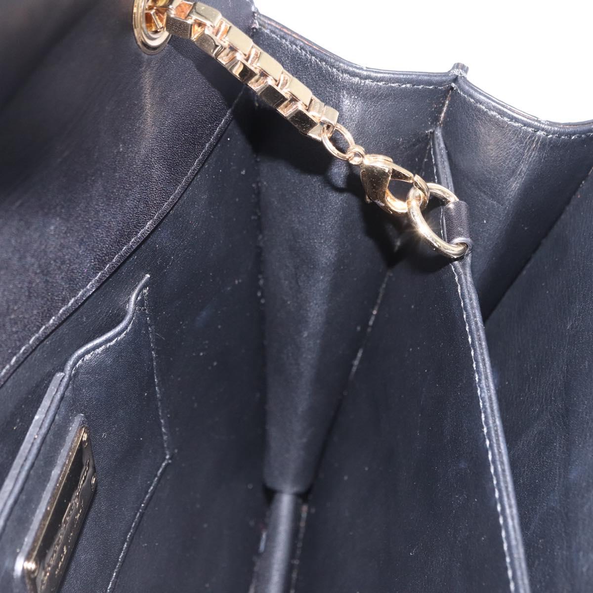 Salvatore Ferragamo Gancini Chain Shoulder Bag Leather Black Gold Auth 204374A