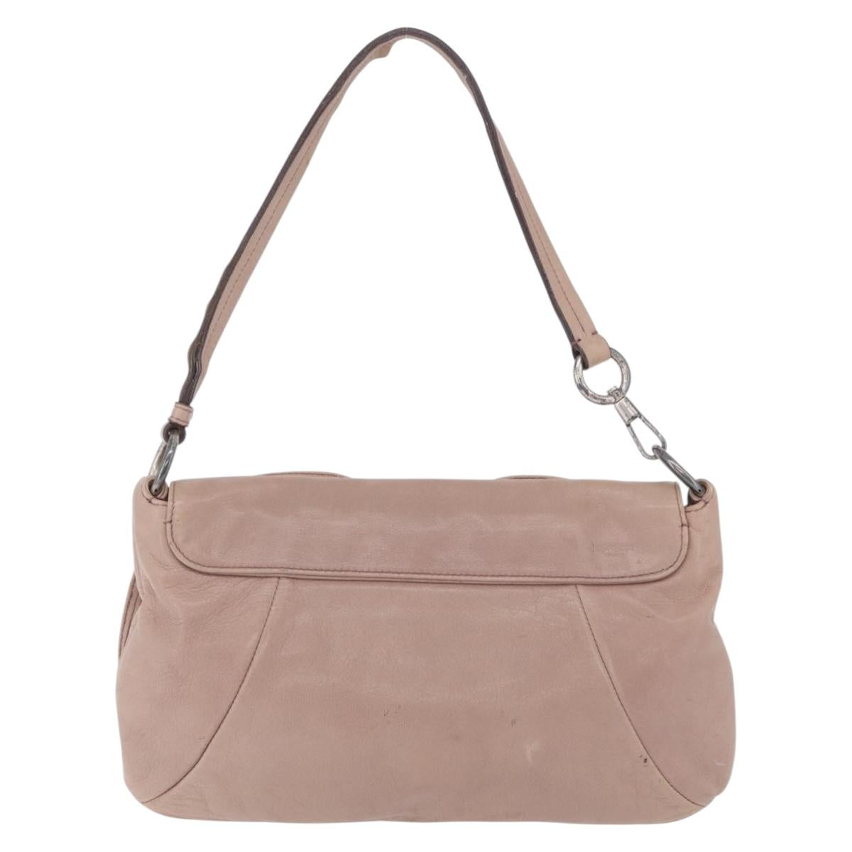 SAINT LAURENT Naja Shoulder Bag Leather Pink Silver Auth 204375