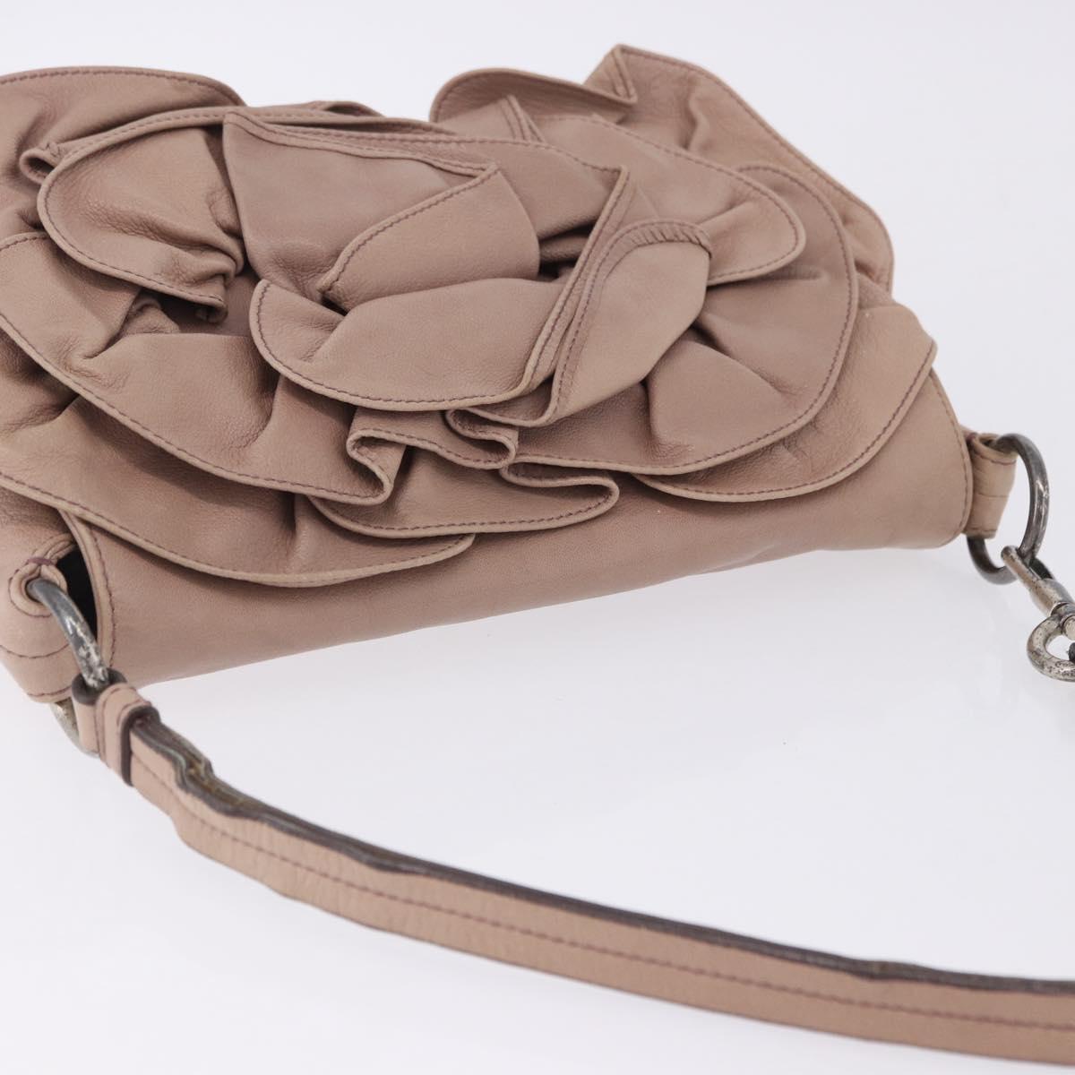 SAINT LAURENT Naja Shoulder Bag Leather Pink Silver Auth 204375
