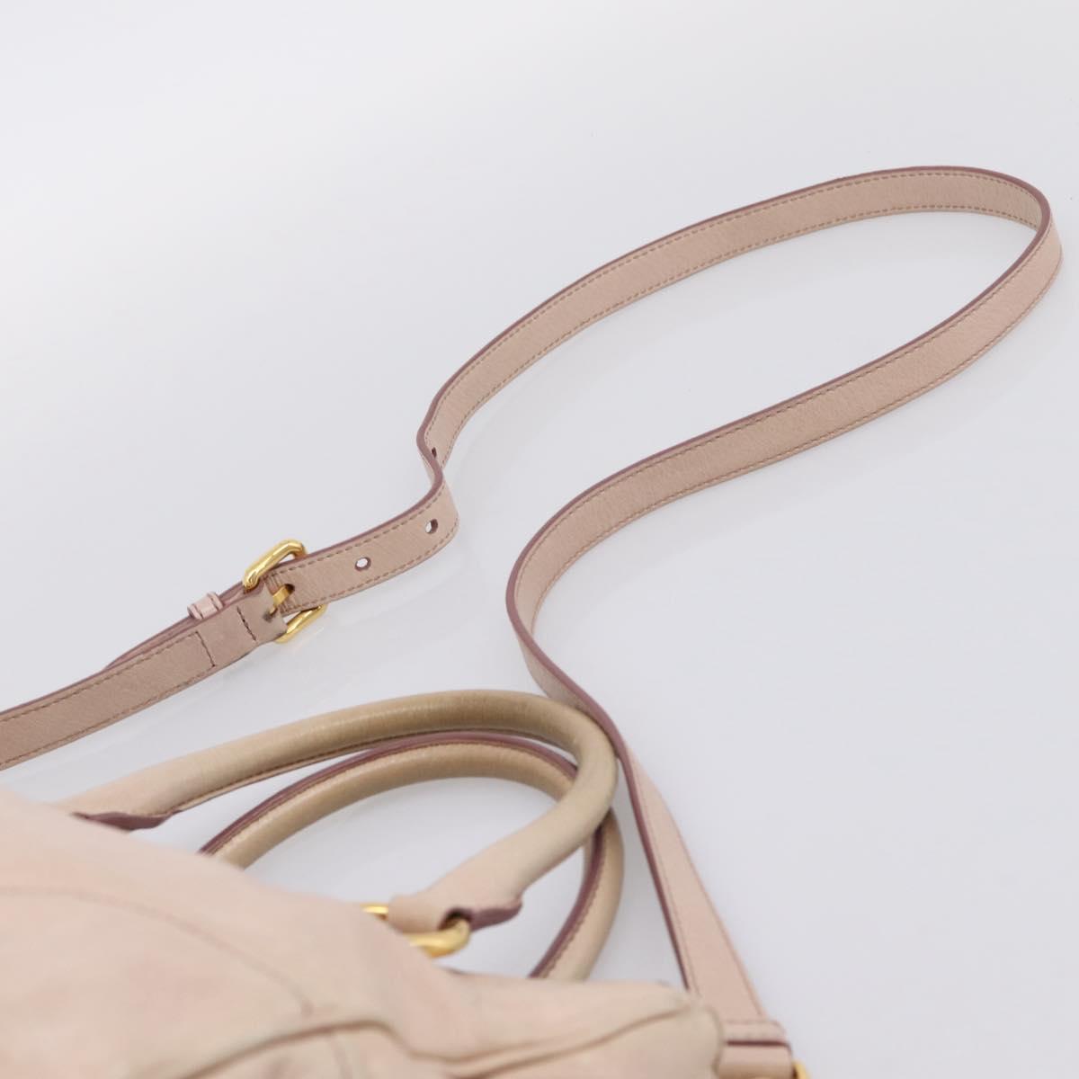 Miu Miu Hand Bag Vitellolux 2way Pink Gold Auth 204377A